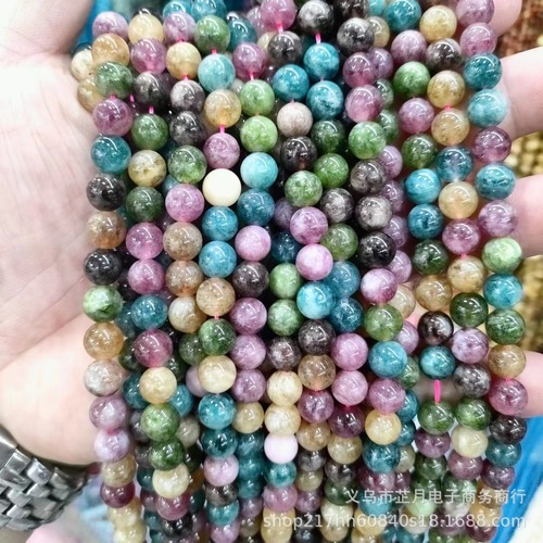 Factory Direct Sale Imitation Tourmaline High-Quality Agate Bead Bracelet Semi-Finished Round Beads DIY Accessory Wholesale