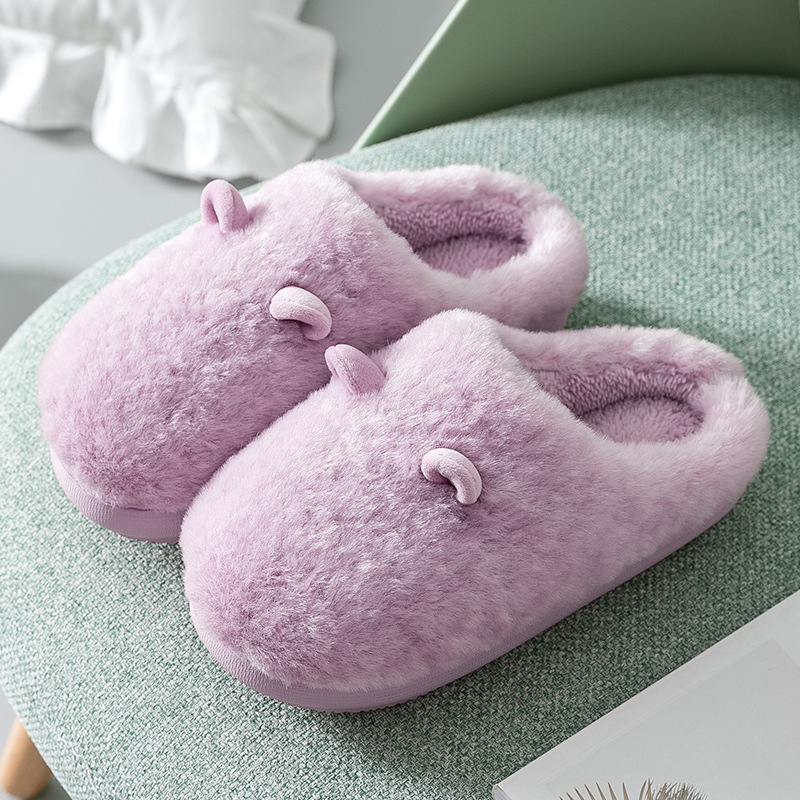 Lady Velvet Fleece Closed-Toe Summer Winter Bedroom Indoor Cushioned Non-Slip Memory Foam House Shoes_voghion.com
