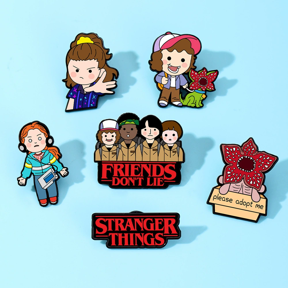 Креативный персонаж Stranger Things мультяшная металлическая нашивка, брошь Stranger Things украшение