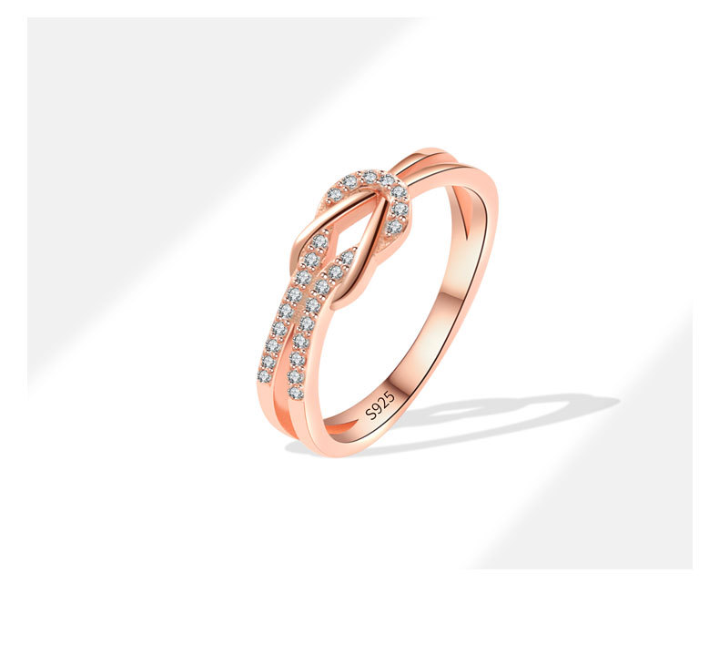 Knot Pattern 18K Gold Plated 925 Sterling Silver Zircon Knot Rings 925 Sterling Silver Rings