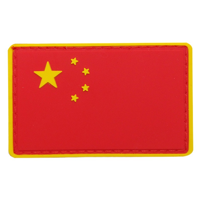 PVC suave goma roja bandera china velcro brazalete en stock ventiladores militares mochila gancho pegatinas ropa pegatinas decorativas