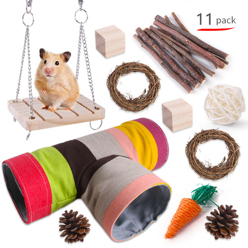 Cross-border New Hamster Toy Set Pet Rabbit Guinea Pig Grass Ball Teething Supplies Hamster Tunnel Set