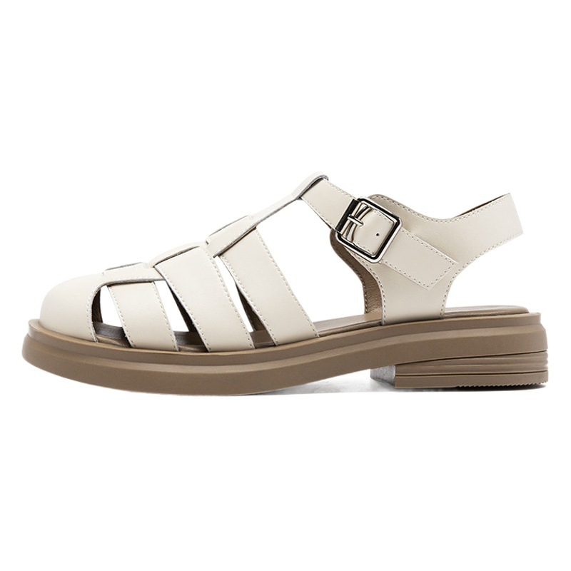 Sandalias Tejidas Estilo Romano Augu Shiden para Mujer, Verano 2026, Color Sólido, Casuales, para Playa