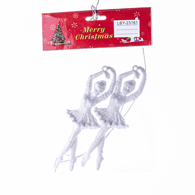 Adornos de Navidad personalizados polvo brillante blanco Ángel de plástico árbol de Navidad artesanía retro decoración de chimenea colgante