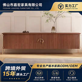 客厅现代简约五金腿电视柜实木高端圆形拉力储物柜卧室地柜墙壁柜