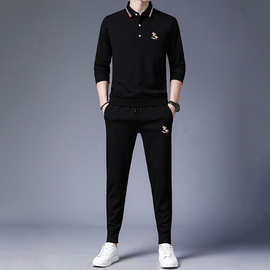 时尚新款商务男士运动休闲套装中青年时尚百搭两件套高级感男装男