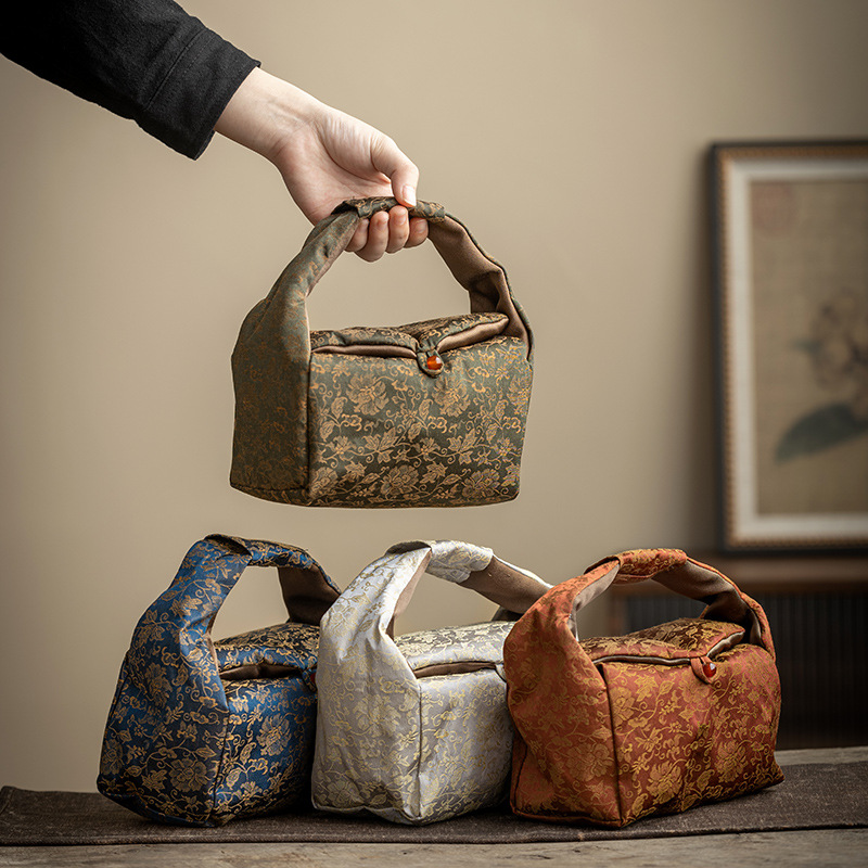 新中式织锦茶事包茶壶茶杯收纳包茶具便携收纳袋户外旅行茶具布包