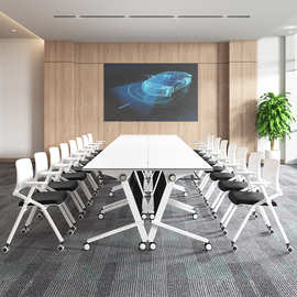 折叠培训桌椅组合会议室折叠桌可拼接移动桌子双人课桌椅简约