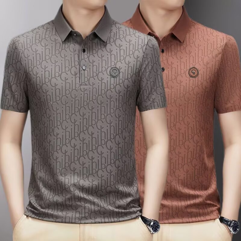 男士短袖t恤2025夏季新款polo衫男中青年商务休闲冰丝抗皱高档潮