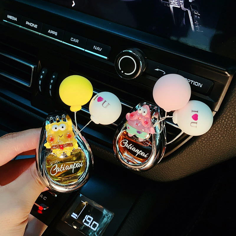 Perfume de automóvil aire acondicionado ventilación encantadora decoración interior adornos creativos dibujos animados para eliminar olores