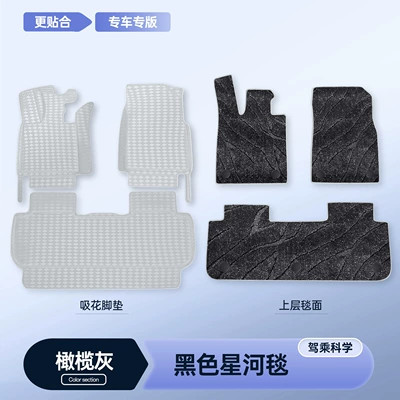 Modelə uyğun ayaqaltı – modification accessories, leather floor mats - 26-models-of-xiangjie-g9-five-seater-premium-selection-olive-gray-single-layer-floor-mat-black-galaxy-rug