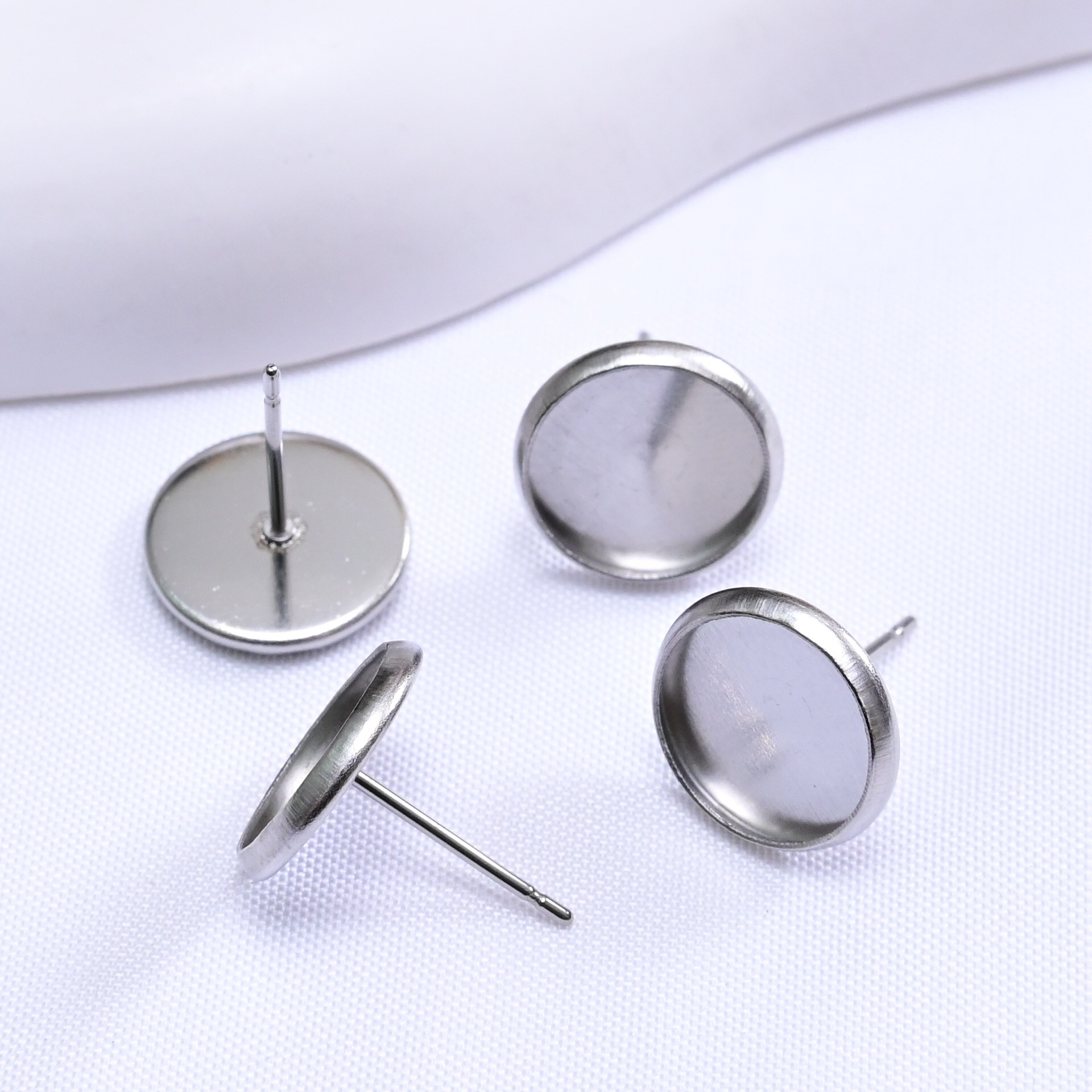 保色14k包金円盤ピアスステンレス10mm 12mm内径底トレイdiy半製品耳飾り部品