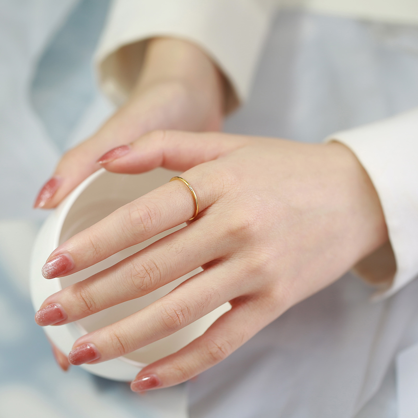 Simple Style Geometric Titanium Steel Rings Inlay Zircon Stainless Steel Rings