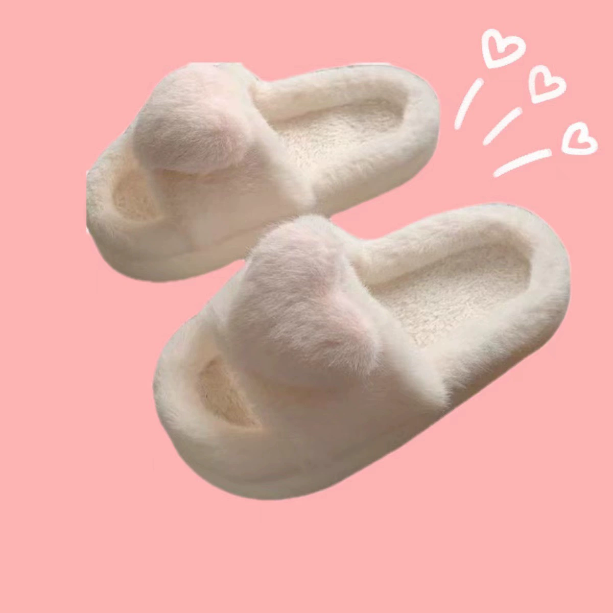 2024 Осень и зима нескользящие креативные любовные плюшевые туфли для родов