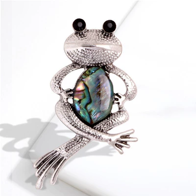 Yaxa sancaqları Enamel and Diamond-Encrusted Pins - yncp5237-silver-frog