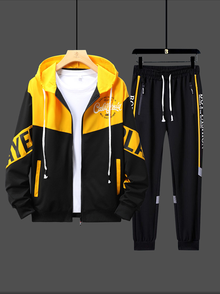 Suéter de hombre de dos piezas con capuzas de moda deportiva casual ropa de clase suelta de ropa de hombre casual