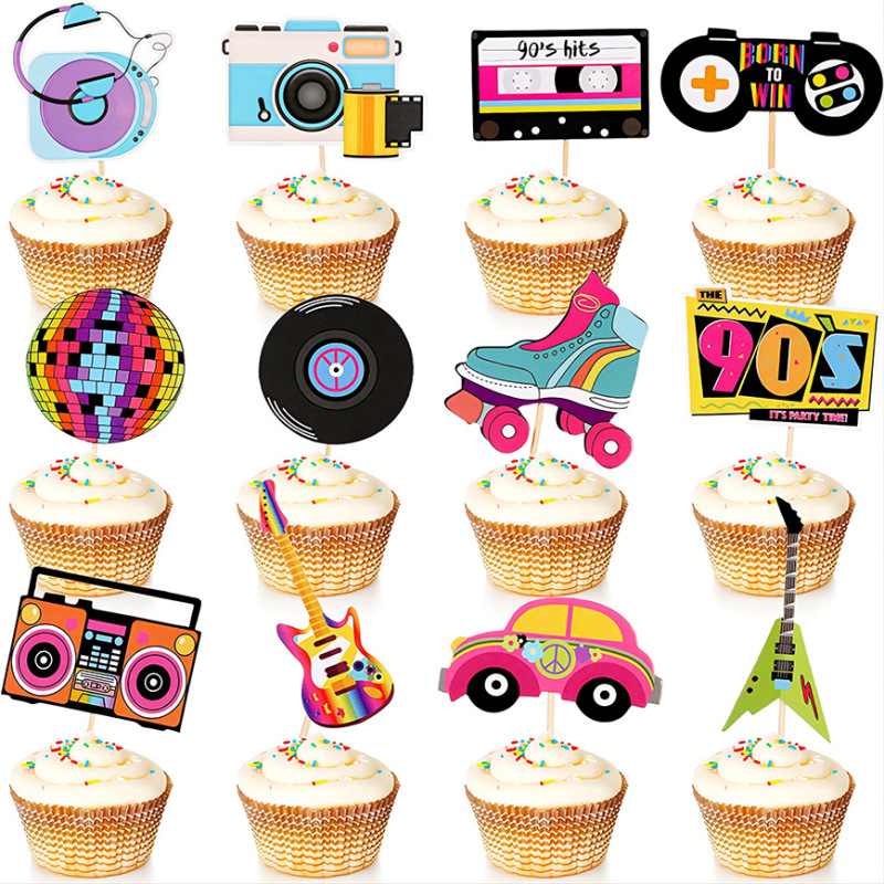 Birthday Party Age Cake Card suit 80 90s Cake Decoration Scene Decoration Props Spiral Hanging Ornaments