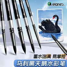 马利黑天鹅水彩笔水彩画笔套装数字油画笔圆头勾线笔跨境尼龙笔刷