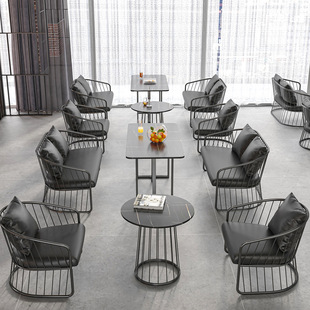 Modern Minimalist iron sofa table and chair combination industrial style bar restaurant double deck coffee shop leisure sofa