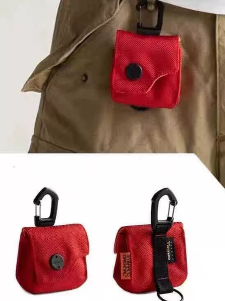 Ballistic Nylon Mini AirPods Earphone Case, Neck-Hanging Waist Accessory Bag, Urban Simple and Convenient Key Pouch