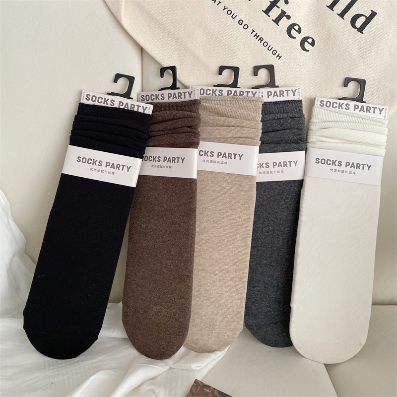 Autumn and winter socks children gray pile socks anti-pilling brown stockings Korean boneless socks Joker stockings wholesale