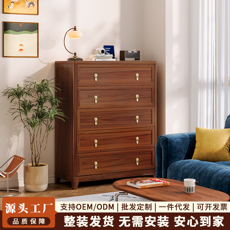 新しい中国無垢材大型チェスト収納キャビネットリビングルーム寝室シンプルモダンな収納キャビネット引き出しキャビネット|undefined
