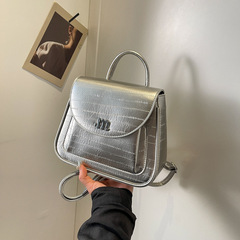 2024新款潮銀色包包女士時尚流行夏天高級感書包逛街通勤手提背包