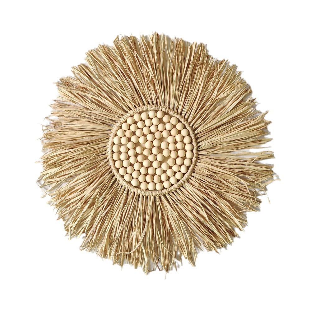 Colgante de decoración de pared de pared nórdica Dormitorio de paja Lafite Sala de estar Habitación de familia Espejo de pared Espejo de pared