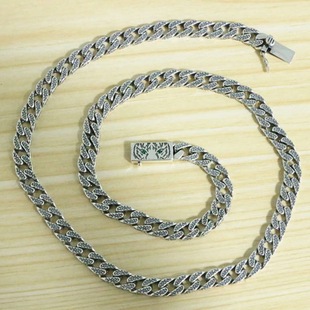 S925 Sterling Silver Jewelry Trendyy Men's Clavicle Chain Punk Trendyy Stylish Thick Necklace Thai Silver Retro Tiger Silver Chain