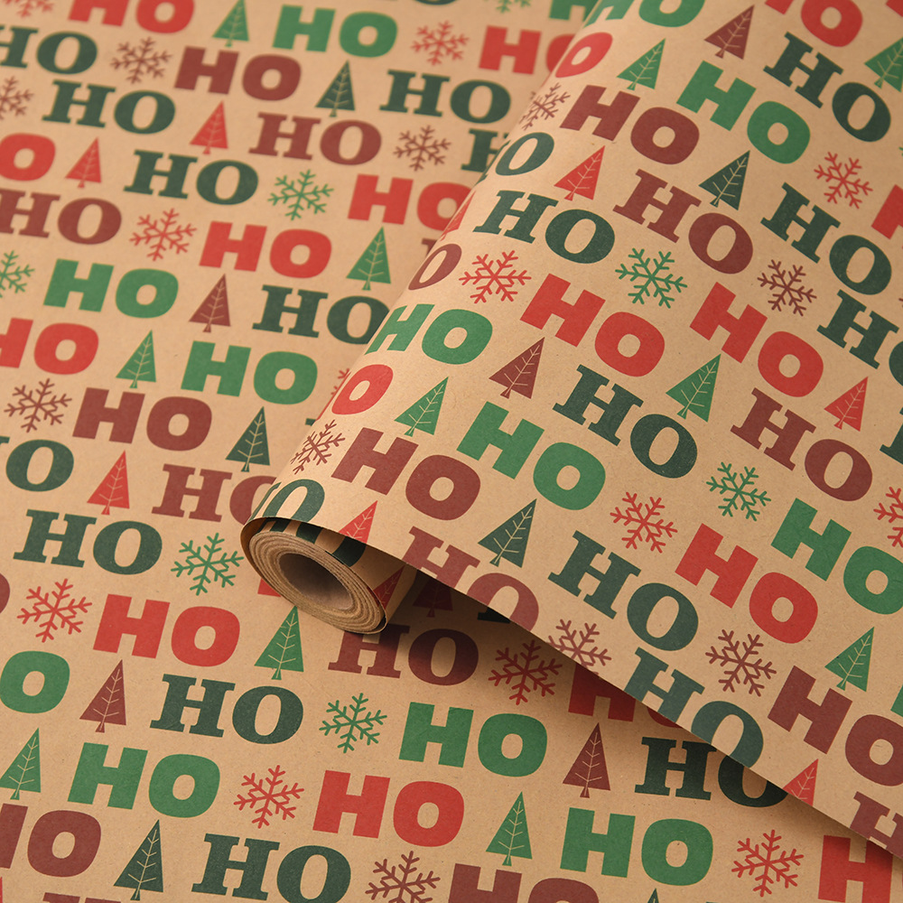Transfronterizo Amazon nuevo papel de embalaje de regalos de Navidad impresa kraft retro diy embalaje de papel de regalo al por mayor