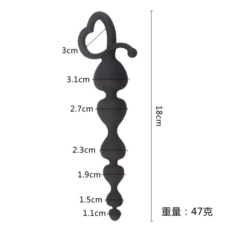 Silicone Heart-Shaped Anal Plug with Bead Design, Manual Non-Vibrating Anal Trainer, Body-Safe Silicone — detail image 7