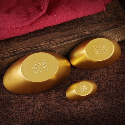 Gold ingot ornaments solid brass sand gold ingot copper paperweight simulation imitation gold and copper gold bars to attract wealth home living room