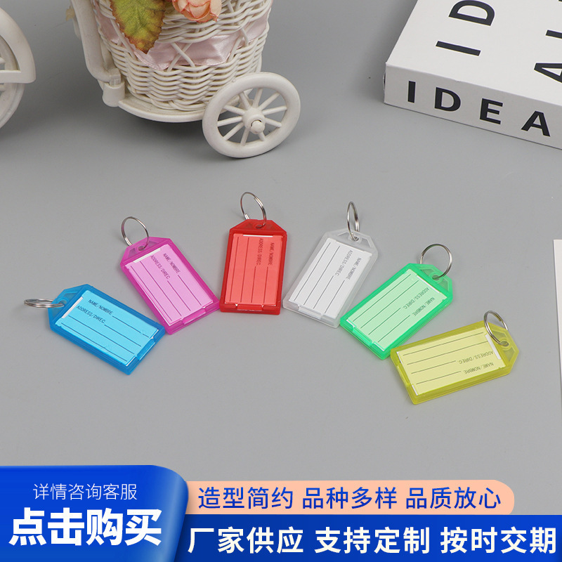 Manufacturer's In-Stock Flip-Top Transparent Plastic Key Tags, Classified Keychains, Hotel Room Number Tags