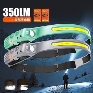 Cross-Border New Silicone Wave Sensor Headlight USB Charging Strong Light Outdoor Camping Running Fishing Cob Headlight