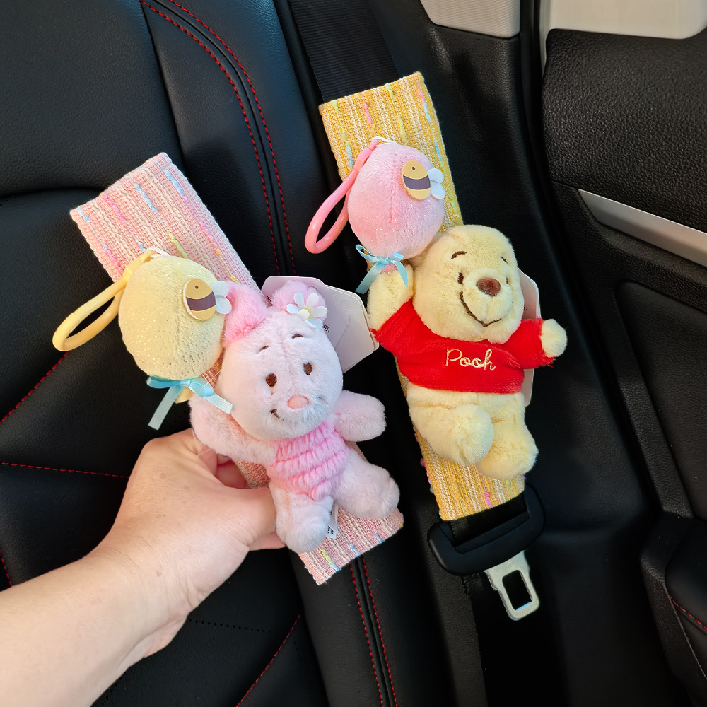 New Winnie the Pooh Doll Cute Shoulder Cover Car Seat Belt Shoulder Cover Plush Car Interior Decoration Supplies