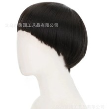 男士假发国内畅销齐刘海蘑菇头锅盖头头套 黑色顺发短发通用假发