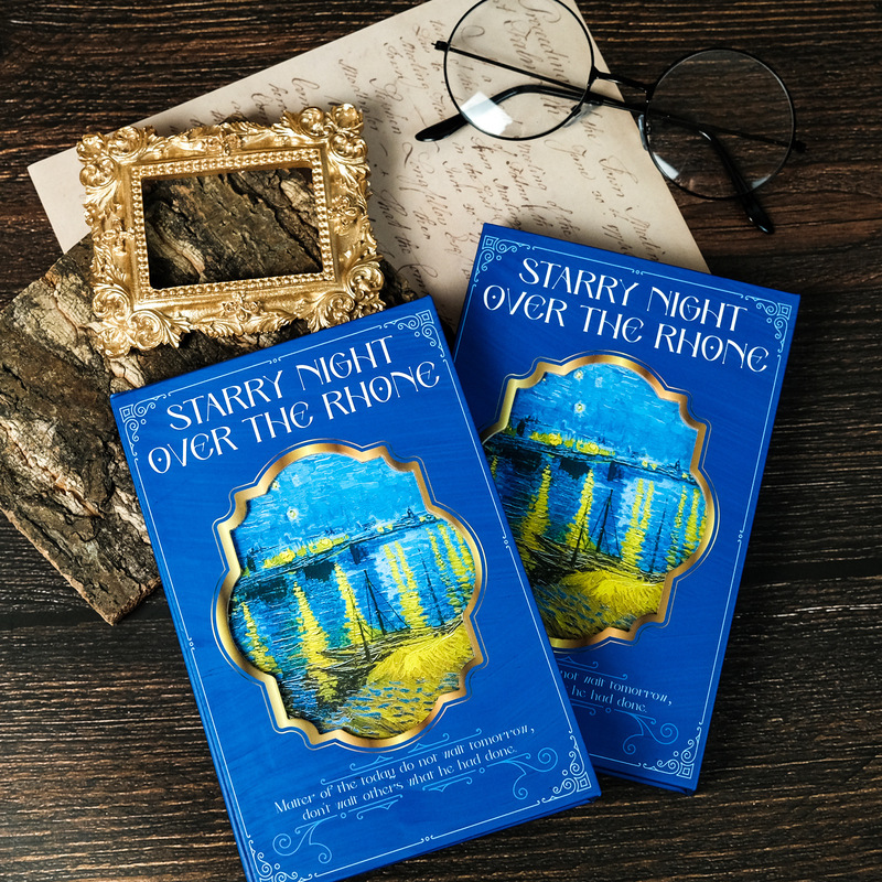 Best-Selling Vintage Oil Painting Blue Van Gogh Famous Painting Starry Night Blue Notebook Business Record Student Diary Planner Notebook