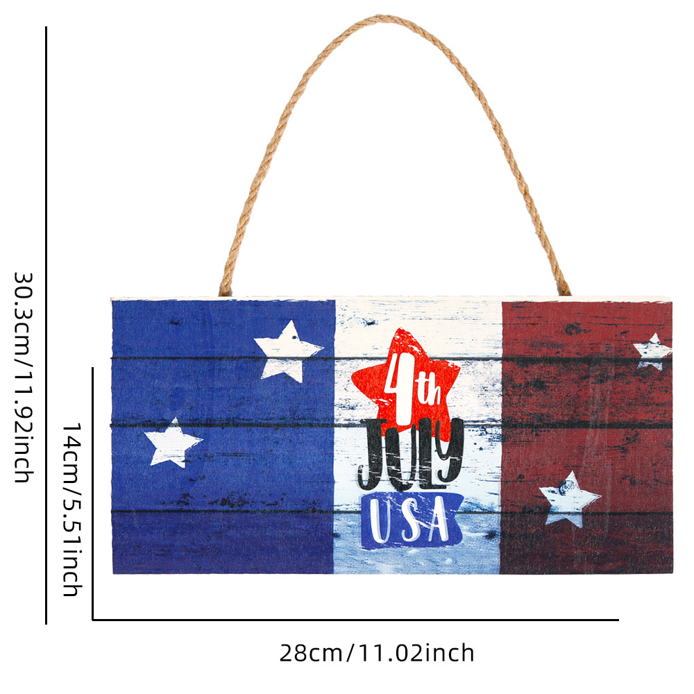 Letrero de madera del Día de la Independencia de Amazon, placa de madera con bandera estadounidense, decoración para fiestas americanas, letrero de bienvenida vintage para puerta, decoración colgante