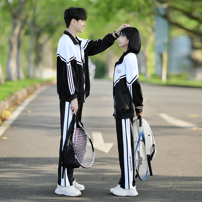 스포츠 커플 옷 스웨트 코트 학생 클래스 옷 가을과 겨울 3 피스 세트 교복