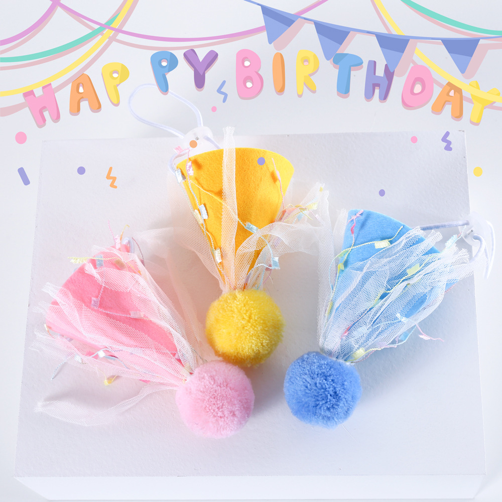 Pet macaron bola borla tridimensional fiesta cumpleaños sombrero gato perro lindo fieltro INS estilo tocado Accesorios image 3