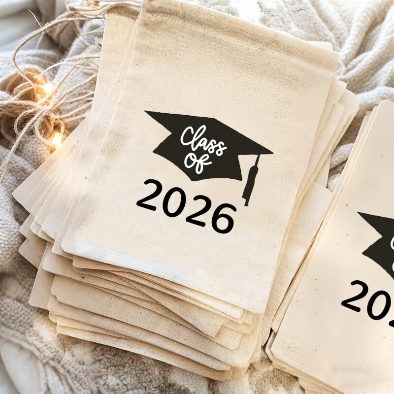 Cross-Border Amazon Shein Tume Popular Canvas Drawstring Pouch 2026 Graduation Season Decorative Gift Bag Cross-Border Amazon Shein Tume Popular Canvas Drawstring Pouch 2026 Graduation Season Decorative Gift Bag