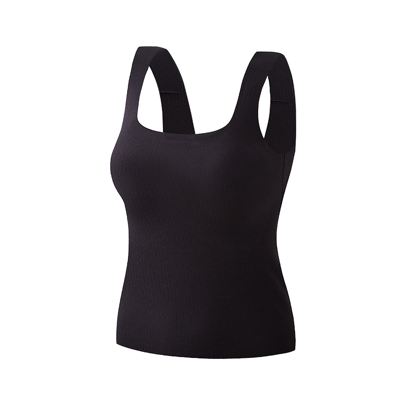Otoño e invierno ropa interior térmica de cuero caliente U-collar camisa de fondo de las mujeres Barra de oxígeno caliente integrado taza fija calefacción chaleco exterior