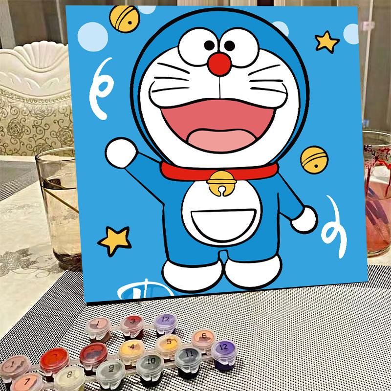 デジタル油絵diyの塗り絵の子供は漫画のアニメを埋めて色を塗ります。|undefined