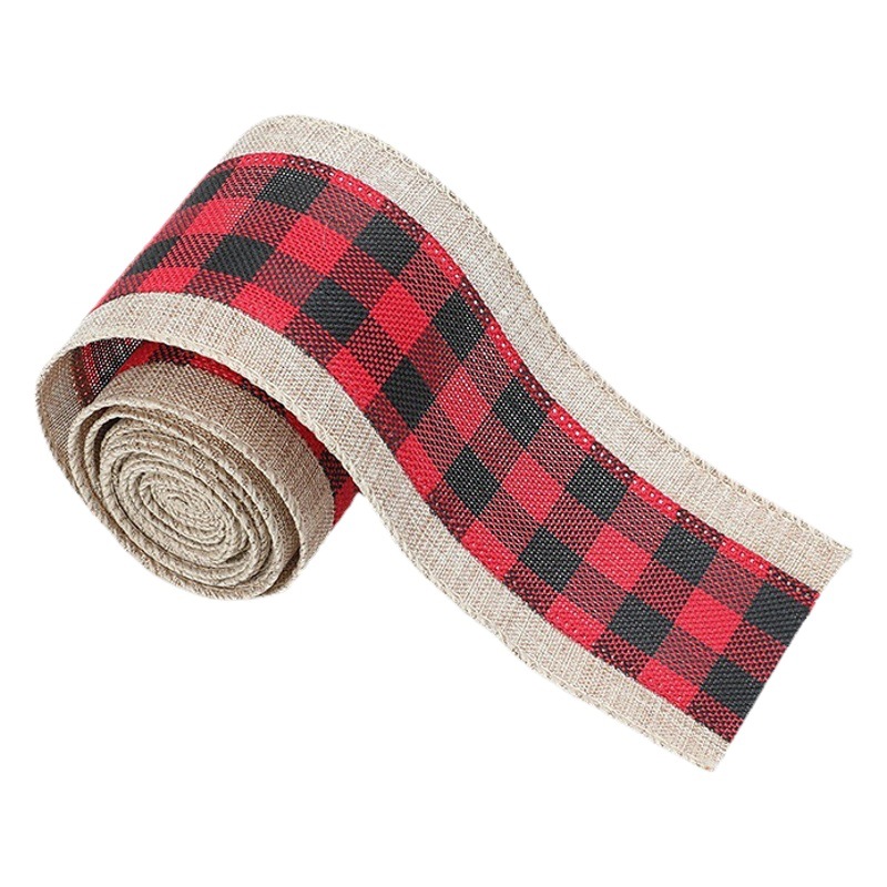 Hong Kong Heng Navidad costura bloqueo cinta de embalaje de regalo de lino a cuadros cinta arco caja de regalo Decoración
