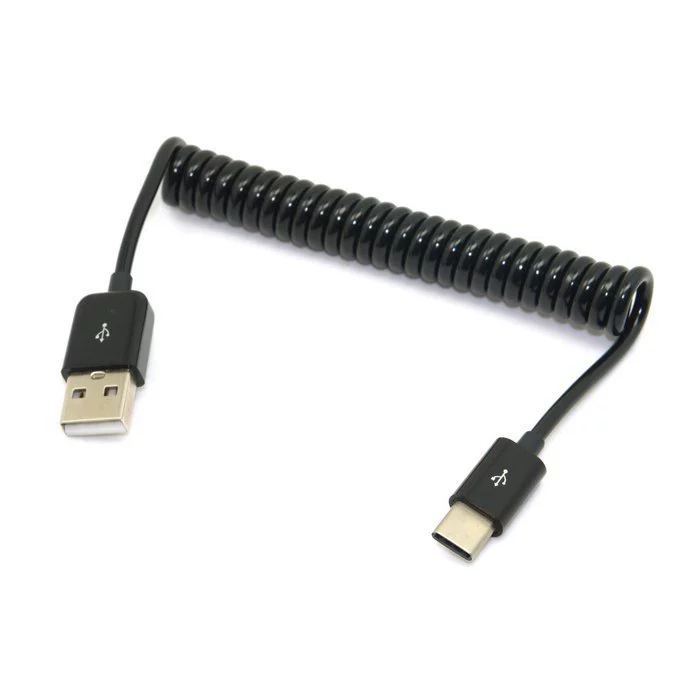 UC-318 1M зарядный кабель USB 3.1 Type C на USB 2.0 male пружинный кабель телескопический кабель