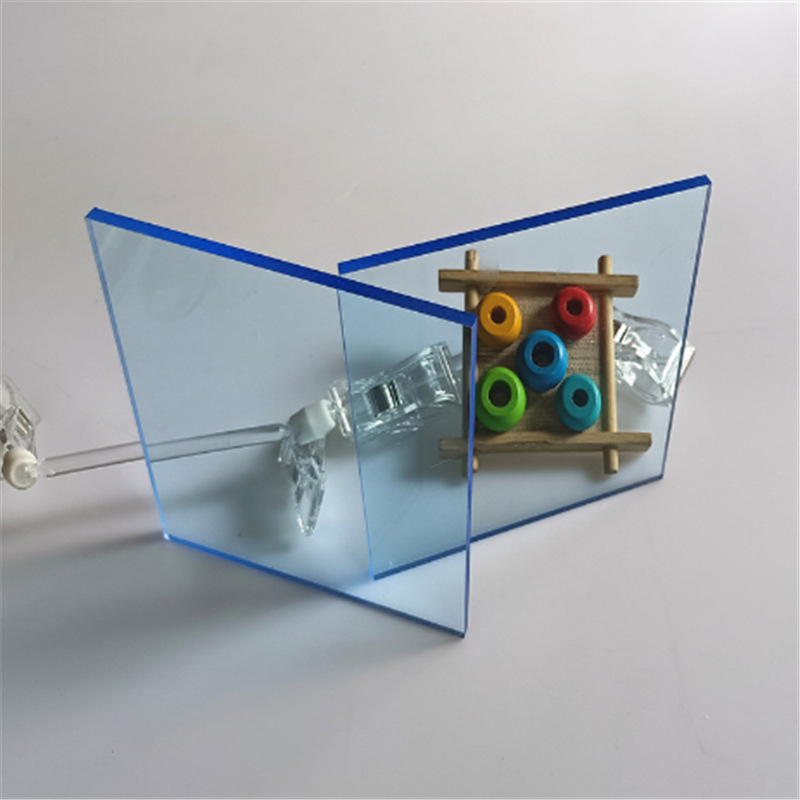 玻璃蓝透明有机玻璃板可切割火焰抛光制作各种尺寸可粘接盒子