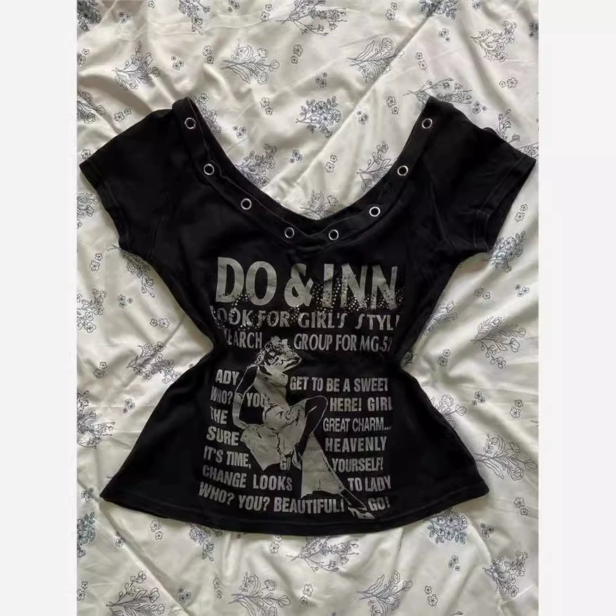 Летний новый американский ретро сладкий и прохладный принт индивидуальность уличная горячая девушка темперамент нишевые дизайн