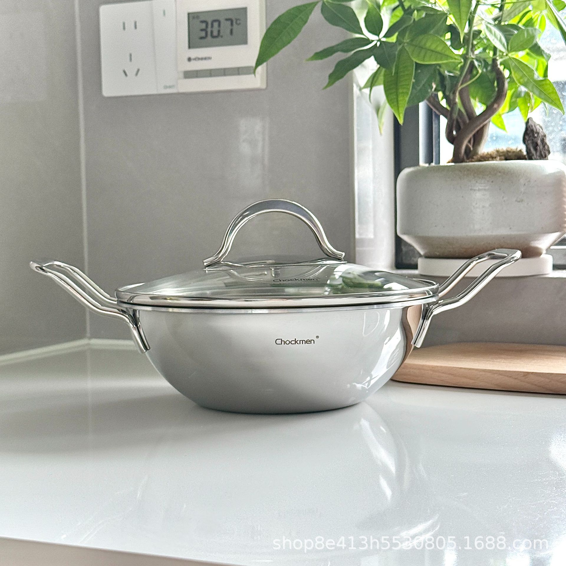 Zhuo Deming 18 / 10 acero inoxidable de doble oreja pequeña olla de marisco casera olla seca olla caliente al aire libre 20cm