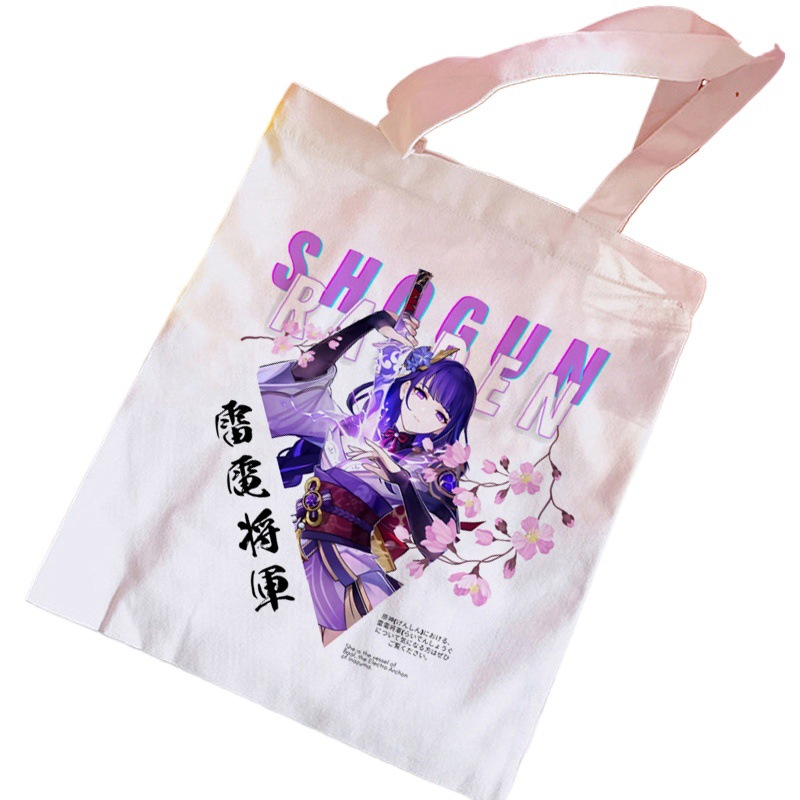 Comercio exterior transfronterizo Genshin Impact original dios de nuez de goma impresa bolsa de lona bolsa de hombro bolsa de mano bolsa de compras
