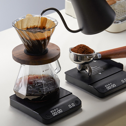 Intelligent high-precision coffee electronic scale hand brewed Italian automatic timing coffee scale mini home kitchen scale cross-border